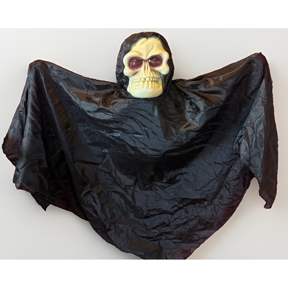 Sound Activated Grim Reaper Halloween Decoration Lights Up Shakes 2' Tall Works
